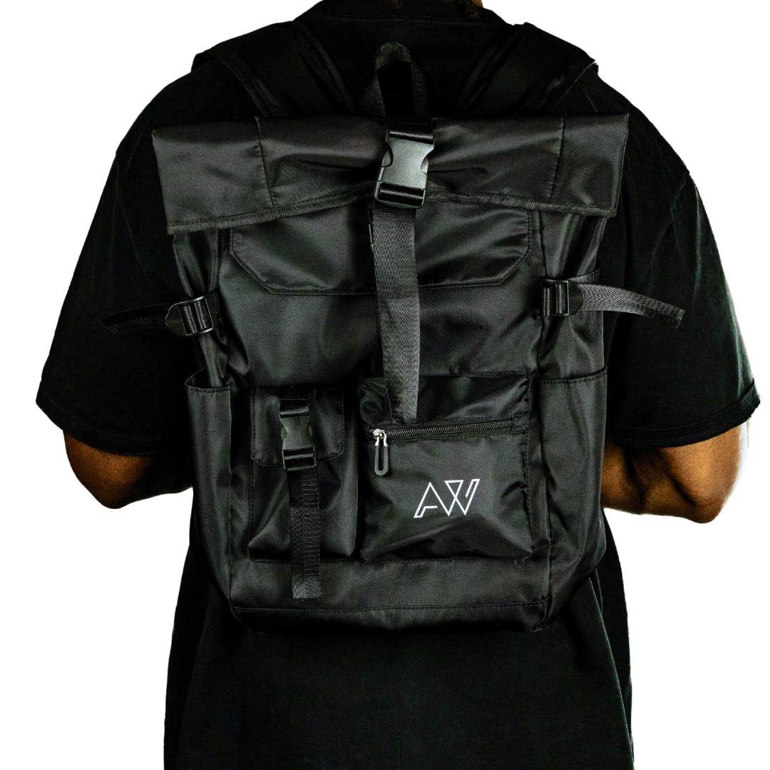 AW Men's Buckle Backpack in Black Nylon