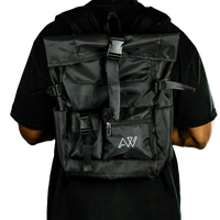 AW Men's Buckle Backpack in Black Nylon- All Weather Selvedge