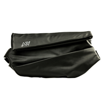 AW Unisex Double Tuck Fanny Pack In Waterproof Black Oxford Canvas