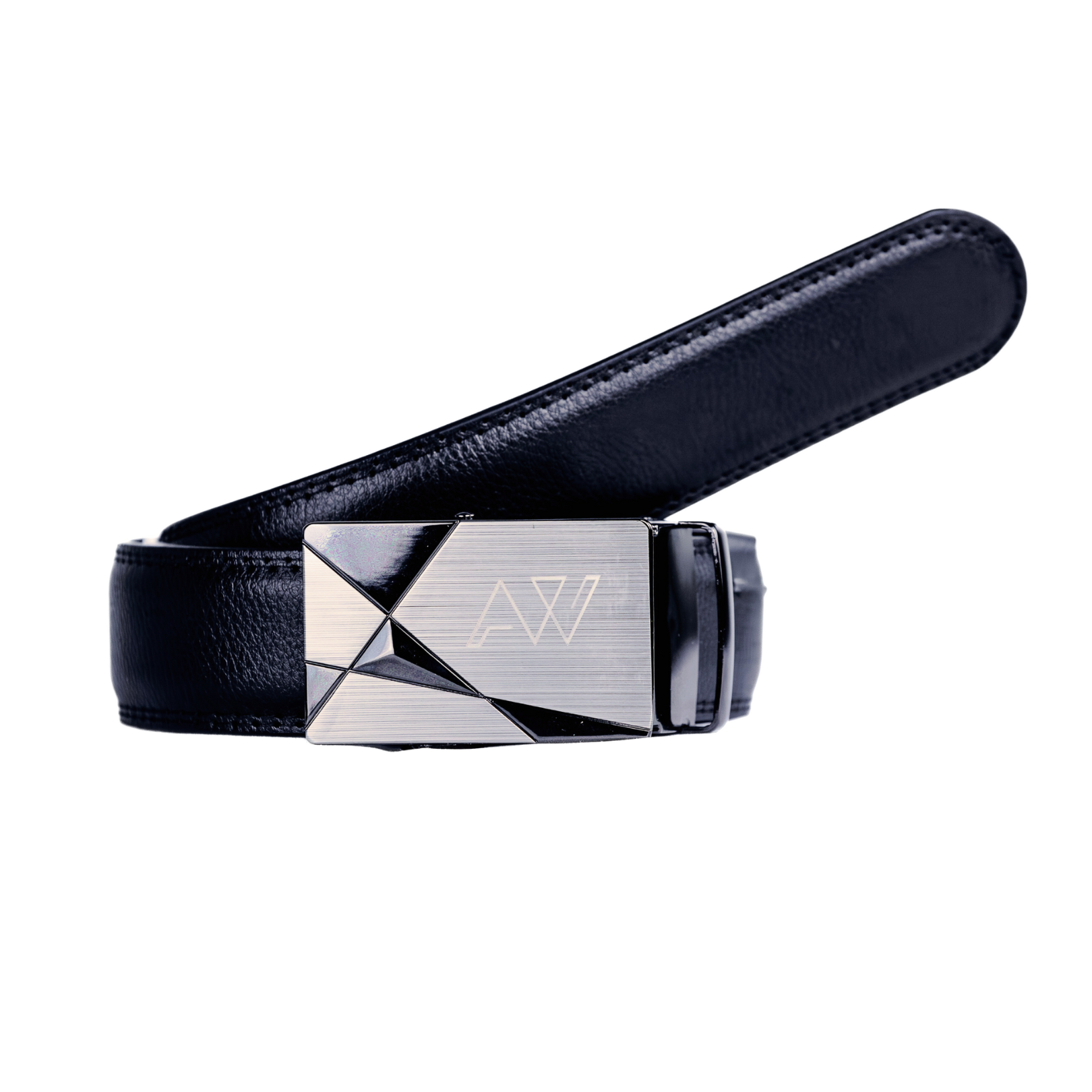 Automatic Roller Buckle Full-Grain Leather Belt